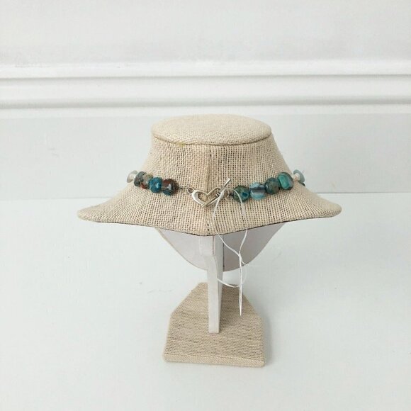 NWT Genuine Pearl, Rainbow Dragon Agate, Larimar & Crazy Lace Agate Necklace - Picture 4 of 5